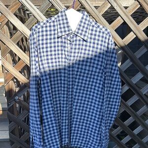 Canali Blue Checkered Button-Up Shirt